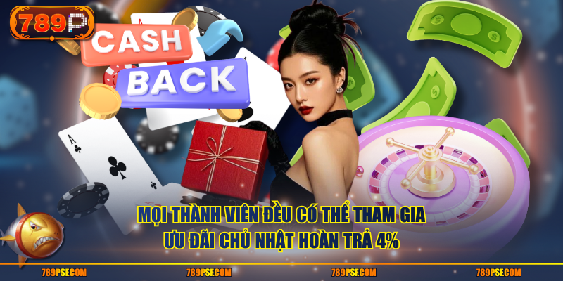 Mọi thành viên đều có thể tham gia ưu đãi chủ nhật hoàn trả 4%